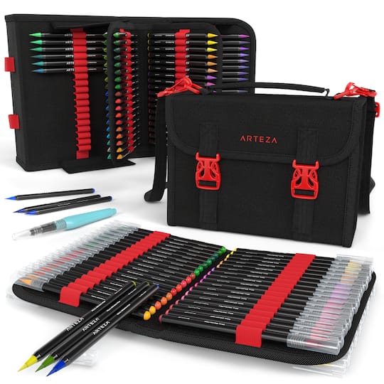 Arteza&#xAE; 96 Real Brush Pens&#xAE; Set with Carrying Case